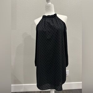Size M Black Cold Shoulder Long Sleeve Dress